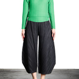 Issey Miyake Plissé Longsleeve Top Stehkragen grün