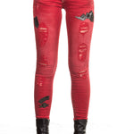Robin`s Jean Damen Jeans SKINNY PATCHES rot