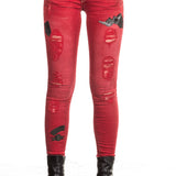 Robin`s Jean Damen Jeans SKINNY PATCHES rot