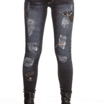Robin`s Jean Damen Jeans SKINNY PATCHES dunkelblau