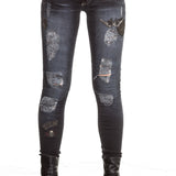 Robin`s Jean Damen Jeans SKINNY PATCHES dunkelblau