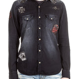 Robin`s Jean Herren Hemd Patches dunkelblau