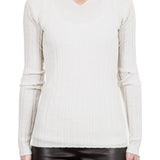 Helmut Lang Damen Pullover Ripp V-Neck off white