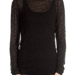 Sarah Pacini Damen Langarm Tüllshirt schwarz