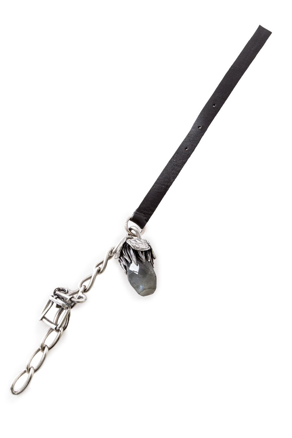 GOTI Lederarmband mit Silberknospe BR1131 silber schwarz