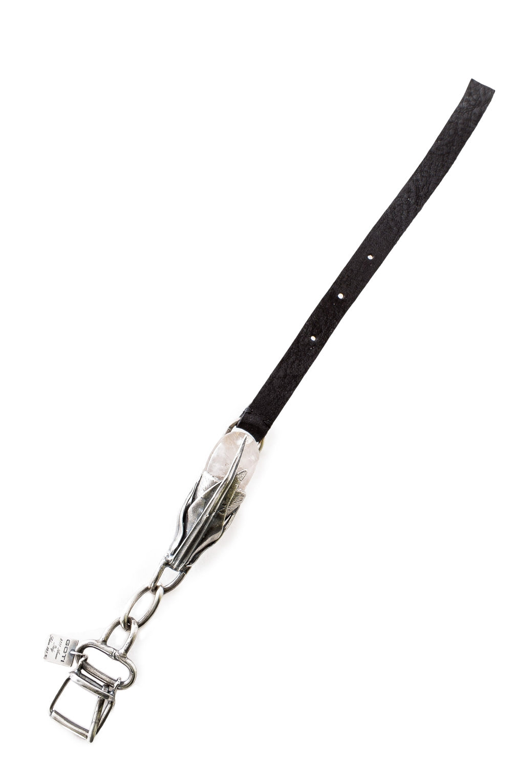 GOTI Lederarmband mit Silberknospe BR1140 silber schwarz