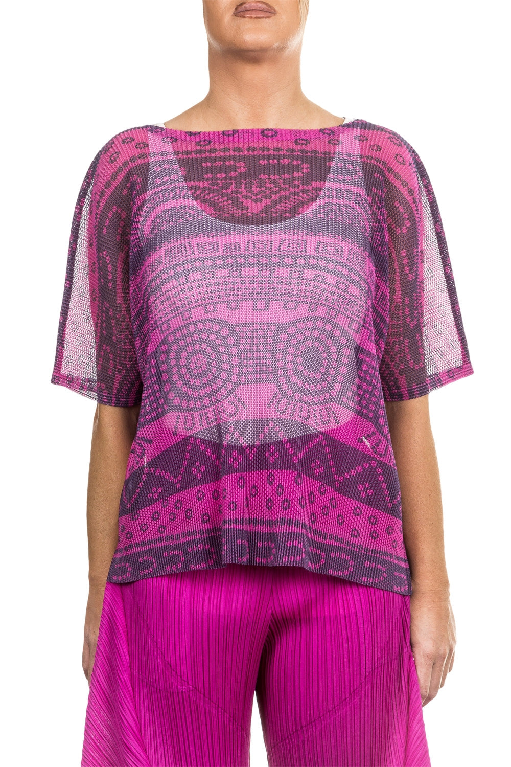 Pleats Please Issey Miyake Plissee Top mehrfarbig