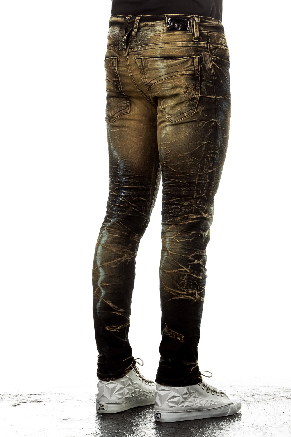 Robin`s Jean Herren Jeans PERU Slim Fit schwarz ocker
