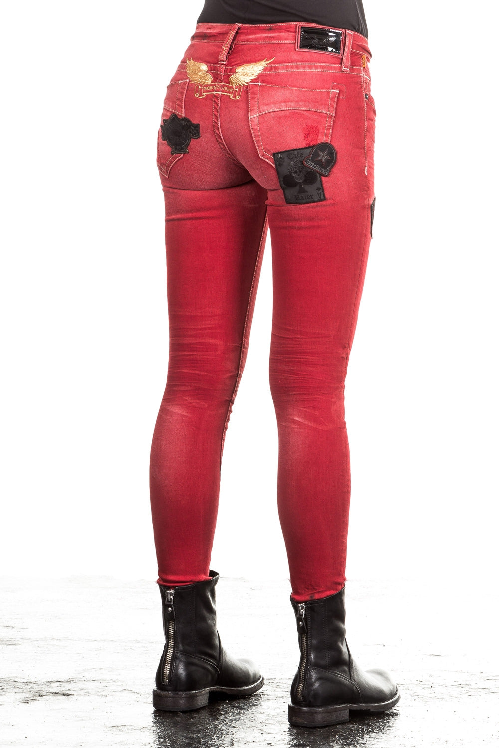 Robin`s Jean Damen Jeans SKINNY PATCHES rot