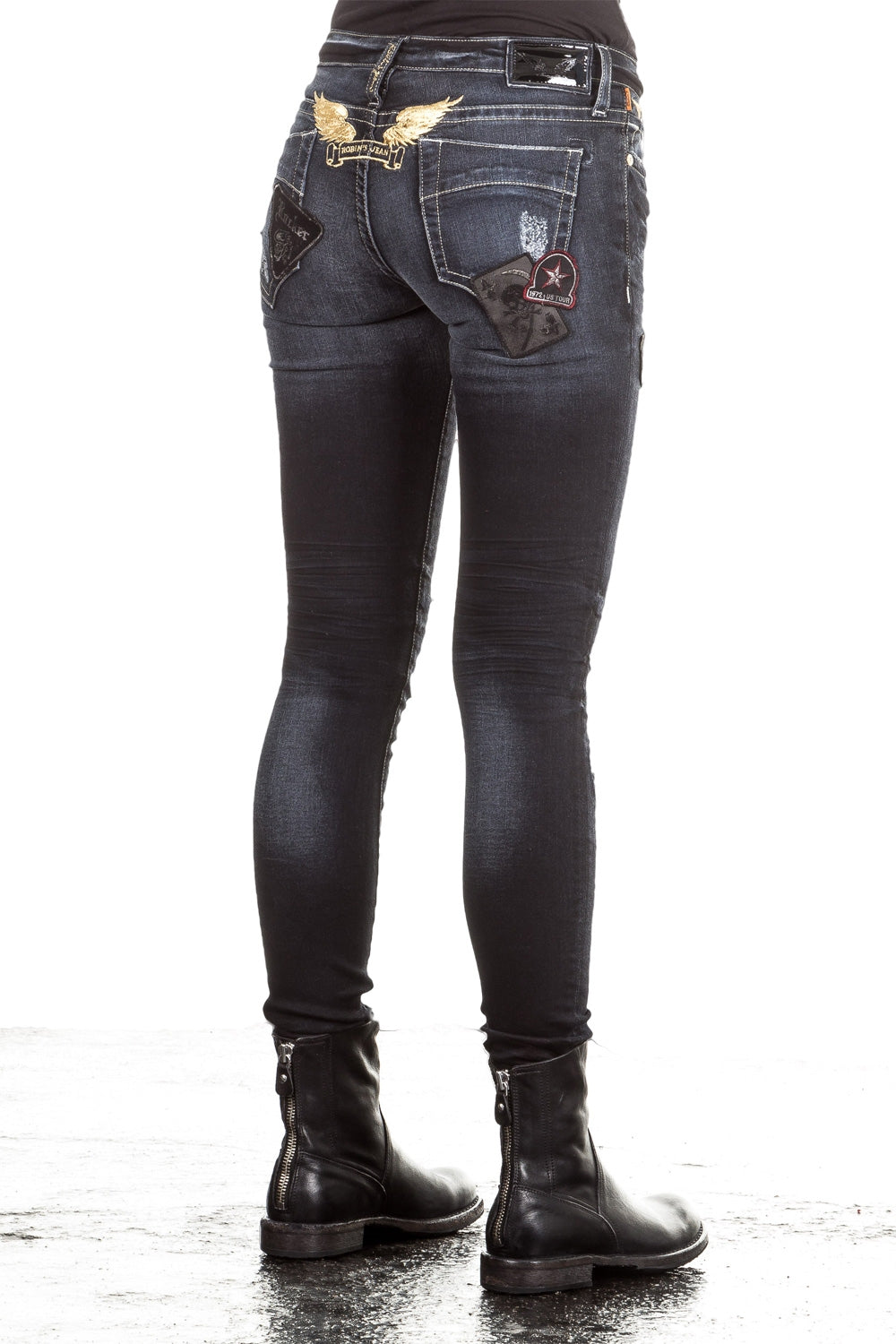 Robin`s Jean Damen Jeans SKINNY PATCHES dunkelblau