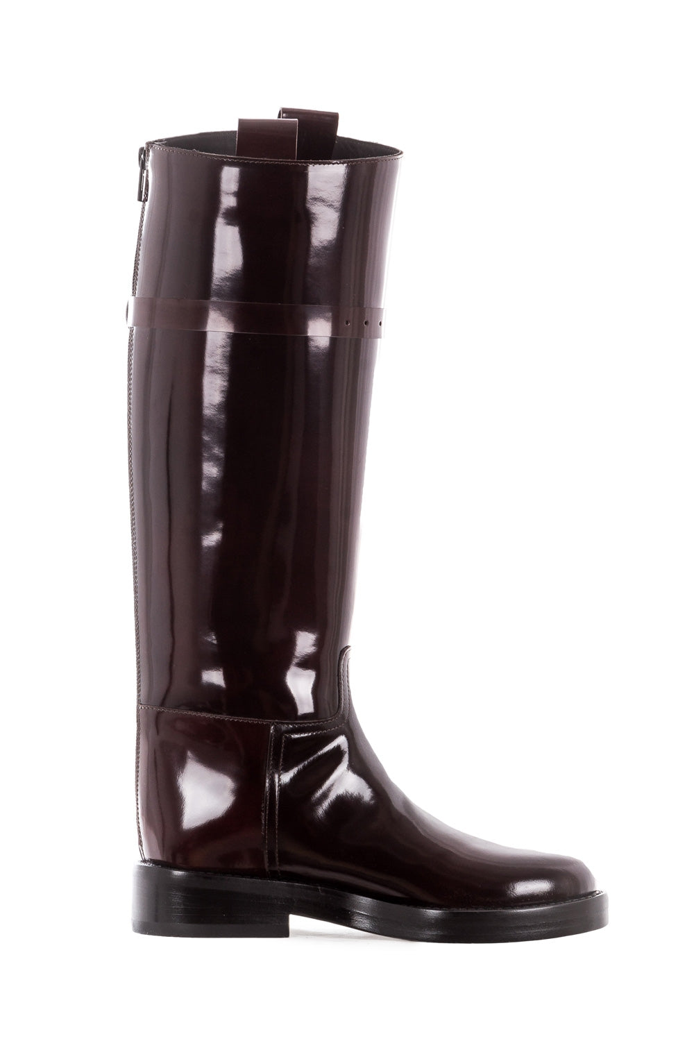 Ann Demeulemeester Damen Lackleders Stiefel bordeaux