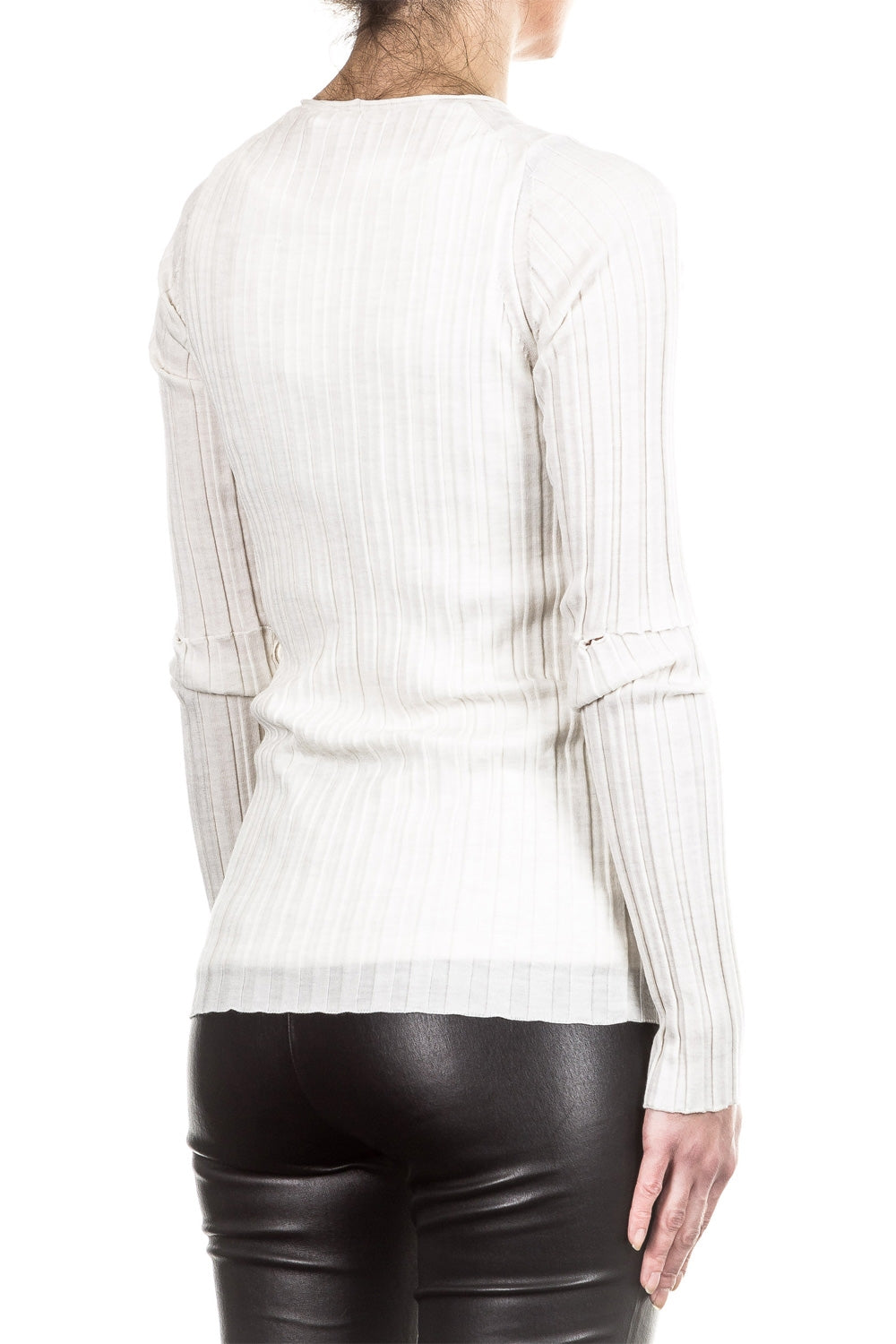 Helmut Lang Damen Pullover Ripp V-Neck off white