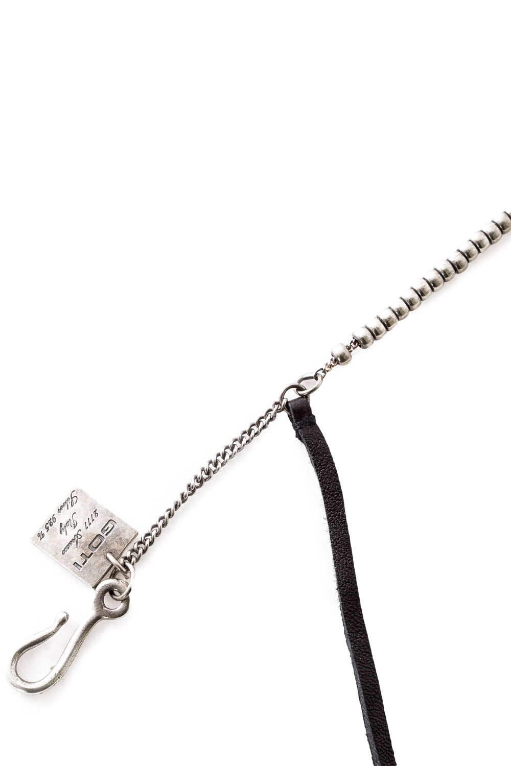 GOTI Silber Armband BR1116 mit Leder schwarz silber