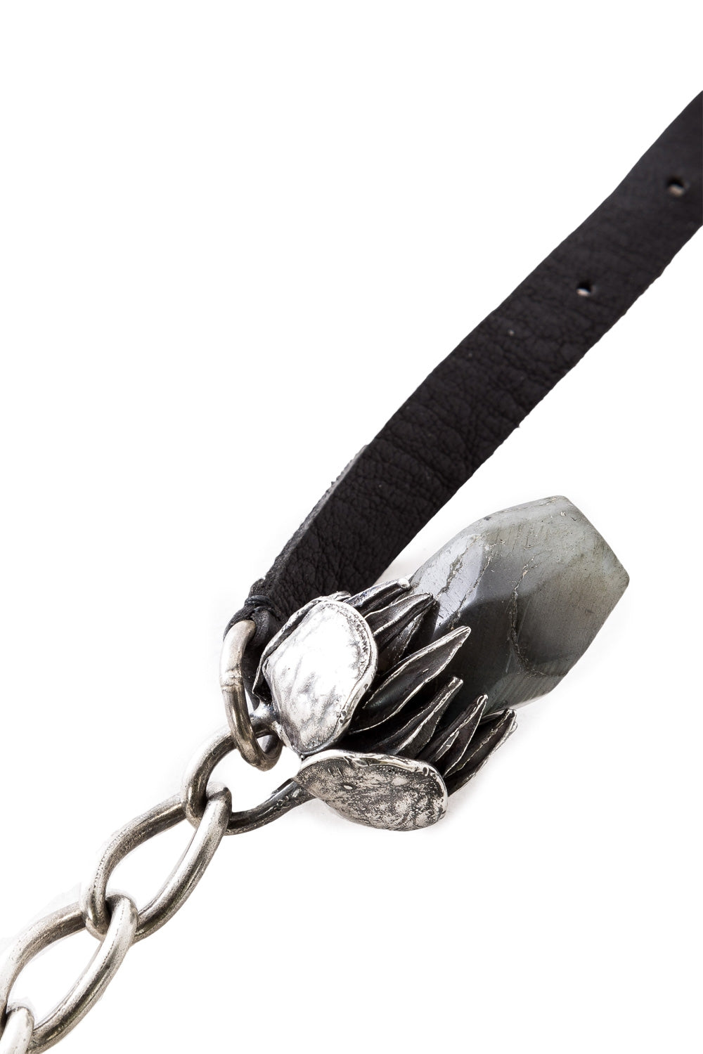 GOTI Lederarmband mit Silberknospe BR1131 silber schwarz