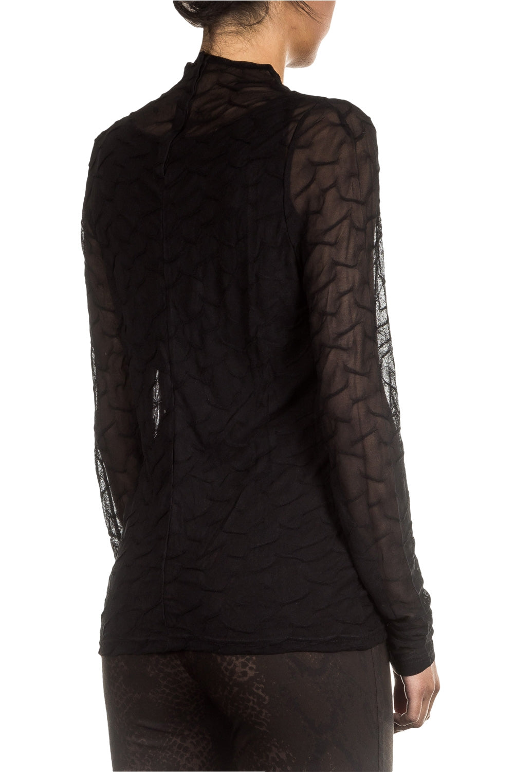 Sarah Pacini Damen Langarm Tüllshirt schwarz