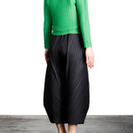 Issey Miyake Plissé Longsleeve Top Stehkragen grün