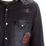 Robin`s Jean Herren Hemd Patches dunkelblau
