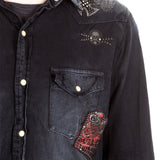 Robin`s Jean Herren Hemd Patches dunkelblau