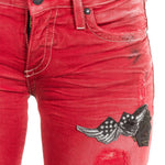 Robin`s Jean Damen Jeans SKINNY PATCHES rot