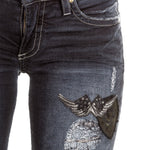 Robin`s Jean Damen Jeans SKINNY PATCHES dunkelblau