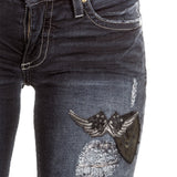 Robin`s Jean Damen Jeans SKINNY PATCHES dunkelblau