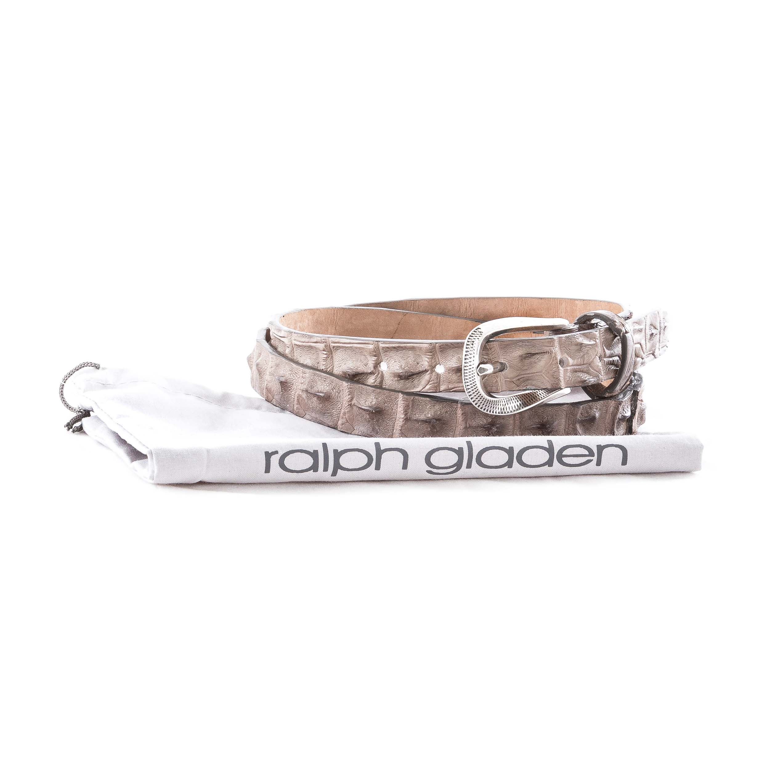 Ralph Gladen schmaler Krokodilleder Gürtel taupe