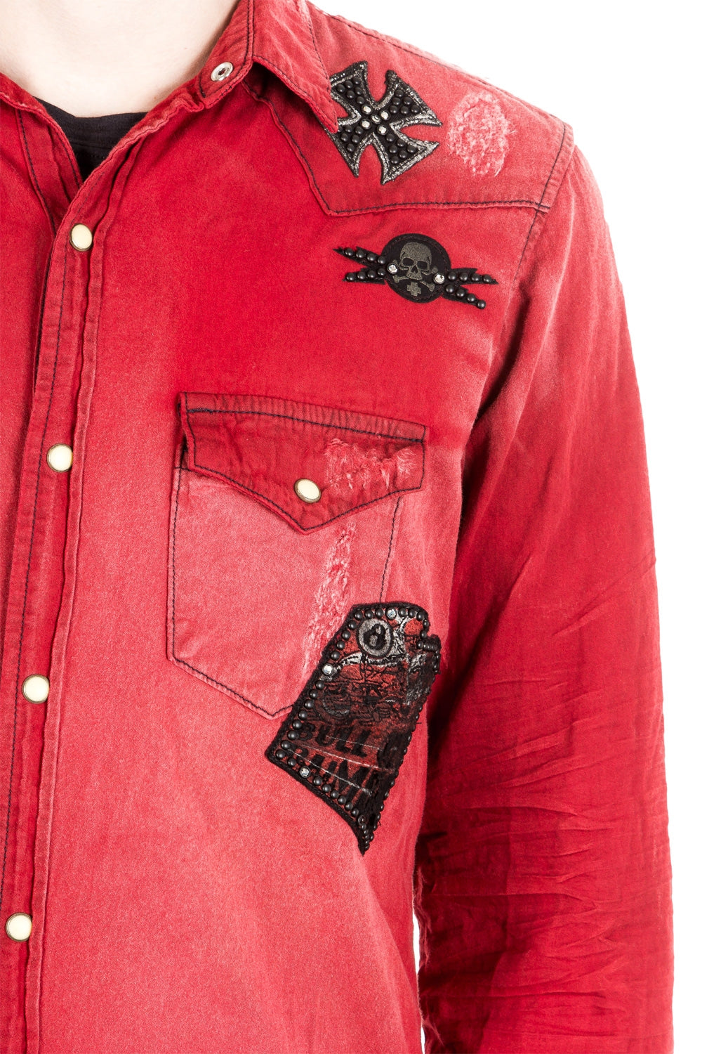 Robin`s Jean Herren Hemd Patches rot