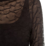 Sarah Pacini Damen Langarm Tüllshirt schwarz