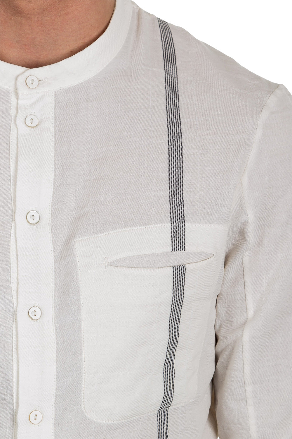 Masnada Herren Hemd PIN STRIPE weiß