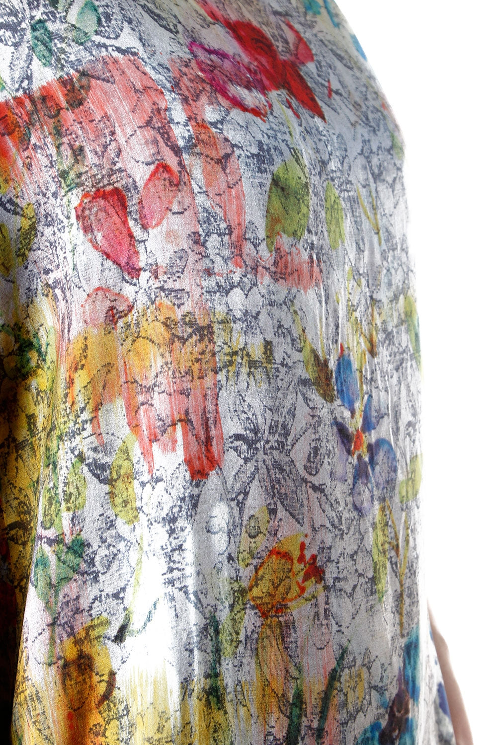 Avant Toi Damen T-Shirt Seide Floral gelb