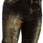 Robin`s Jean Herren Jeans PERU Slim Fit schwarz ocker