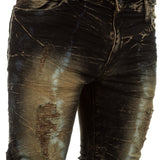 Robin`s Jean Herren Jeans PERU Slim Fit schwarz ocker