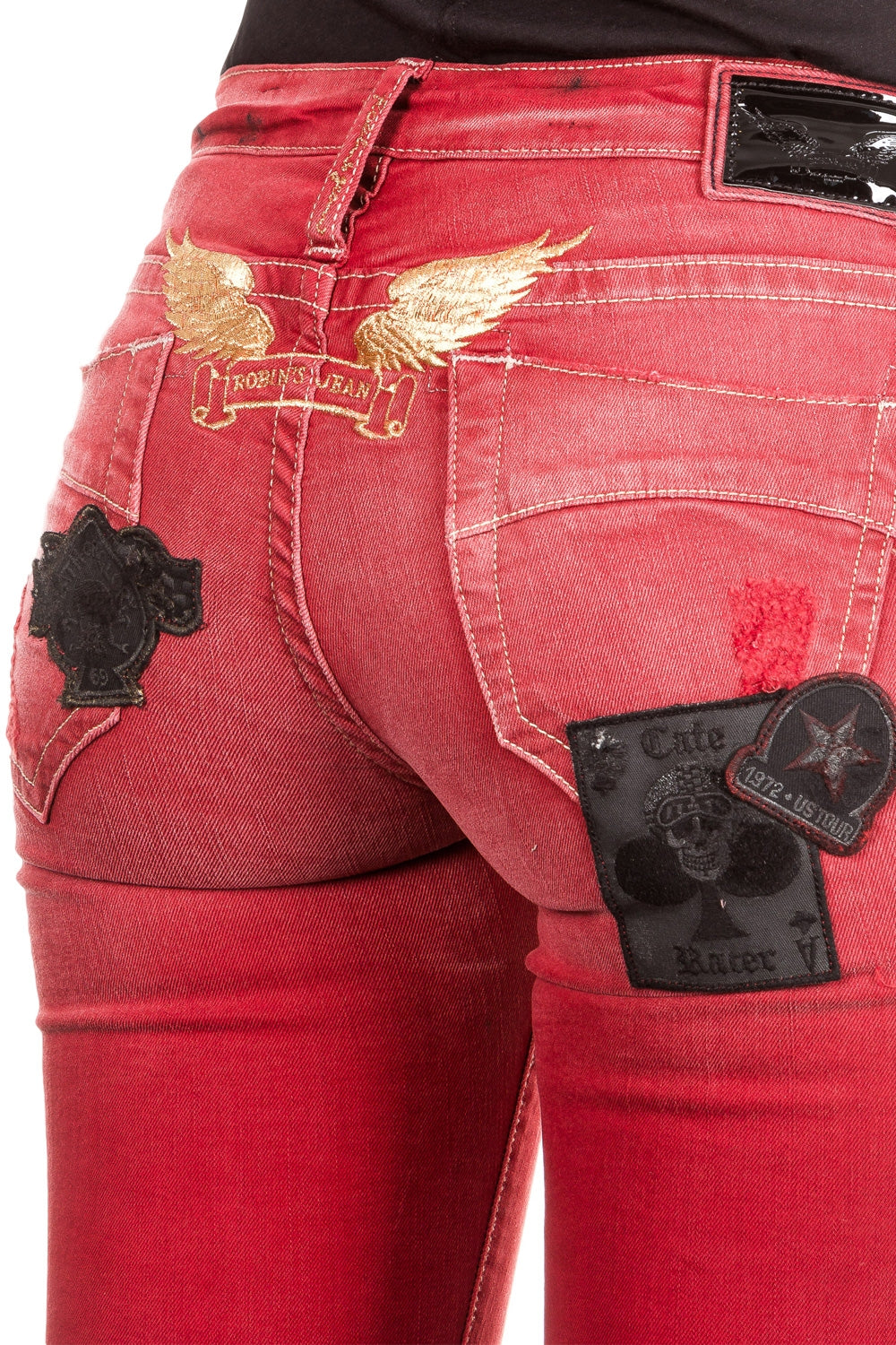 Robin`s Jean Damen Jeans SKINNY PATCHES rot
