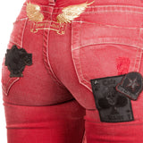 Robin`s Jean Damen Jeans SKINNY PATCHES rot