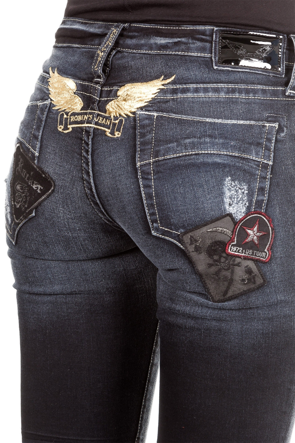 Robin`s Jean Damen Jeans SKINNY PATCHES dunkelblau