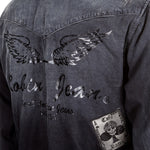 Robin`s Jean Herren Hemd Patches dunkelblau