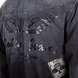 Robin`s Jean Herren Hemd Patches dunkelblau