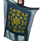 AVANT TOI cashmere silk scarf with print green blue