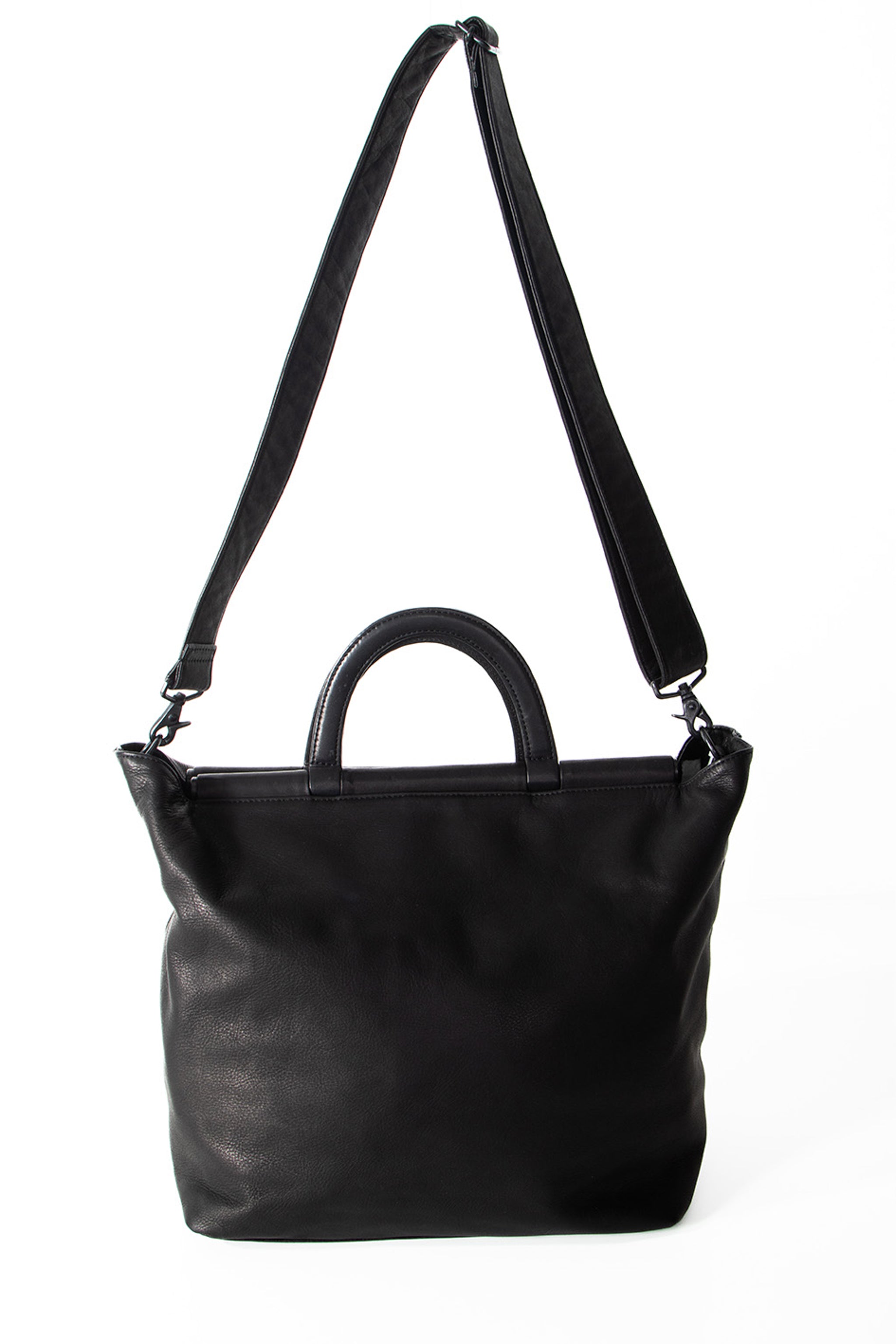 Yohji Yamamoto Damen Leder Shopper schwarz