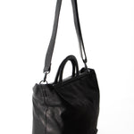 Yohji Yamamoto Damen Leder Shopper schwarz Seitenansicht
