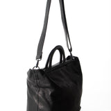 Yohji Yamamoto Damen Leder Shopper schwarz Seitenansicht