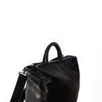 Yohji Yamamoto Damen Leder Shopper schwarz Seitenansicht