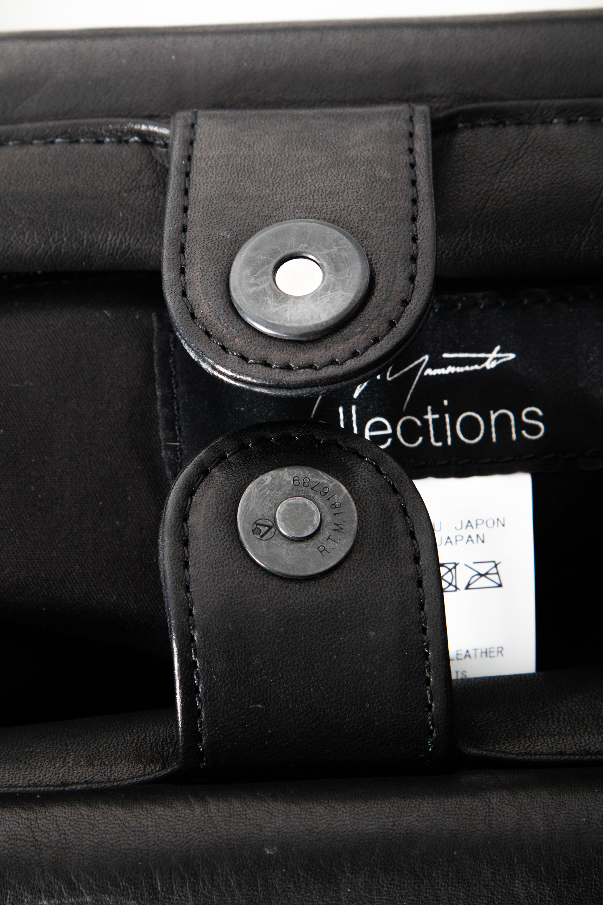 Yohji Yamamoto Damen Leder Shopper schwarz Verschluss