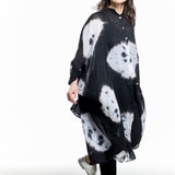 Gilda Midani Damen Samtkleid Cocoon schwarz weiss