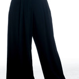 Isabel Benenato Damen Hose Schwarz mit weitem Bein