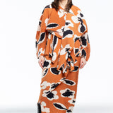 Issey Miyake pleated avant-garde women's jacket VIGOR PLEATS orange multicolor