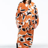 Issey Miyake pleated avant-garde women's jacket VIGOR PLEATS orange multicolor