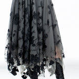 Marc Le Bihan ladies lace skirt midi gray black with floral pattern
