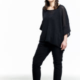 Rundholz Damen Pullover Semi Transparent oversize schwarz