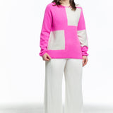 Suzusan Damen Kaschmir Pullover pink hellgrau